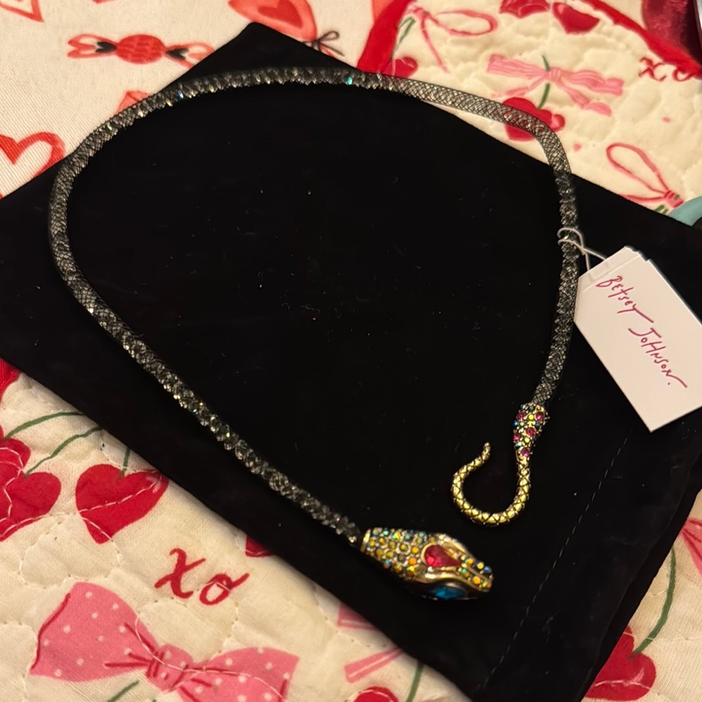Betsey Johnson Black and Yellow Necklace with Colorful Clasp